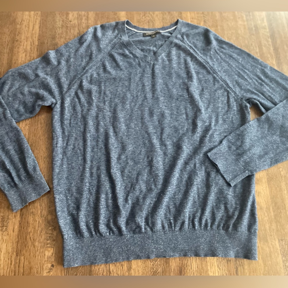 Banana Republic Navy Men´s V-Neck Sweater Preppy Classic - Size XL